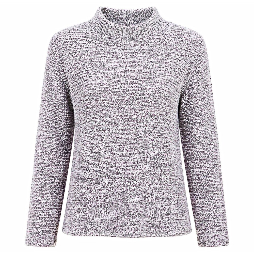 LOFT Purple Heathered Textured Knit Mock Neck Pullover Sweater Women's L